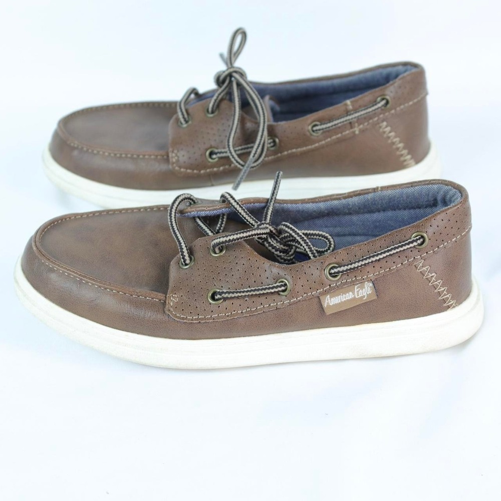 American Eagle Brown Leather‎ Boat Shoes Boys Size 1